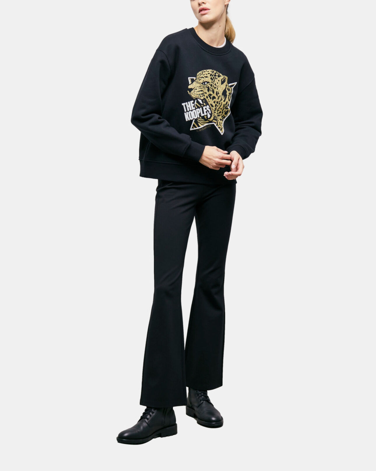 The Kooples F BLACK-ANTIC GOLD black screen print sweatshirt