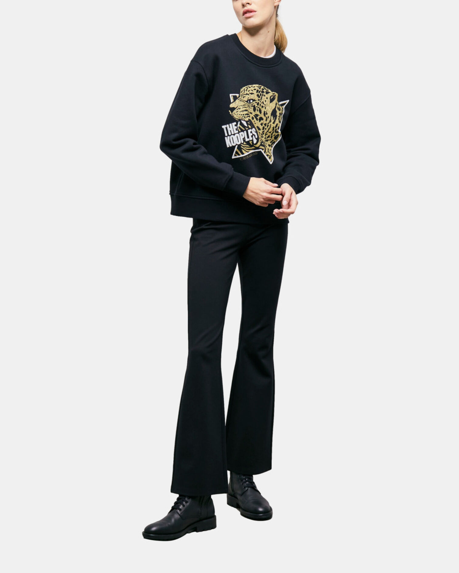 Black screen print sweatshirt, BLACK-ANTIC GOLD, hi-res image number null