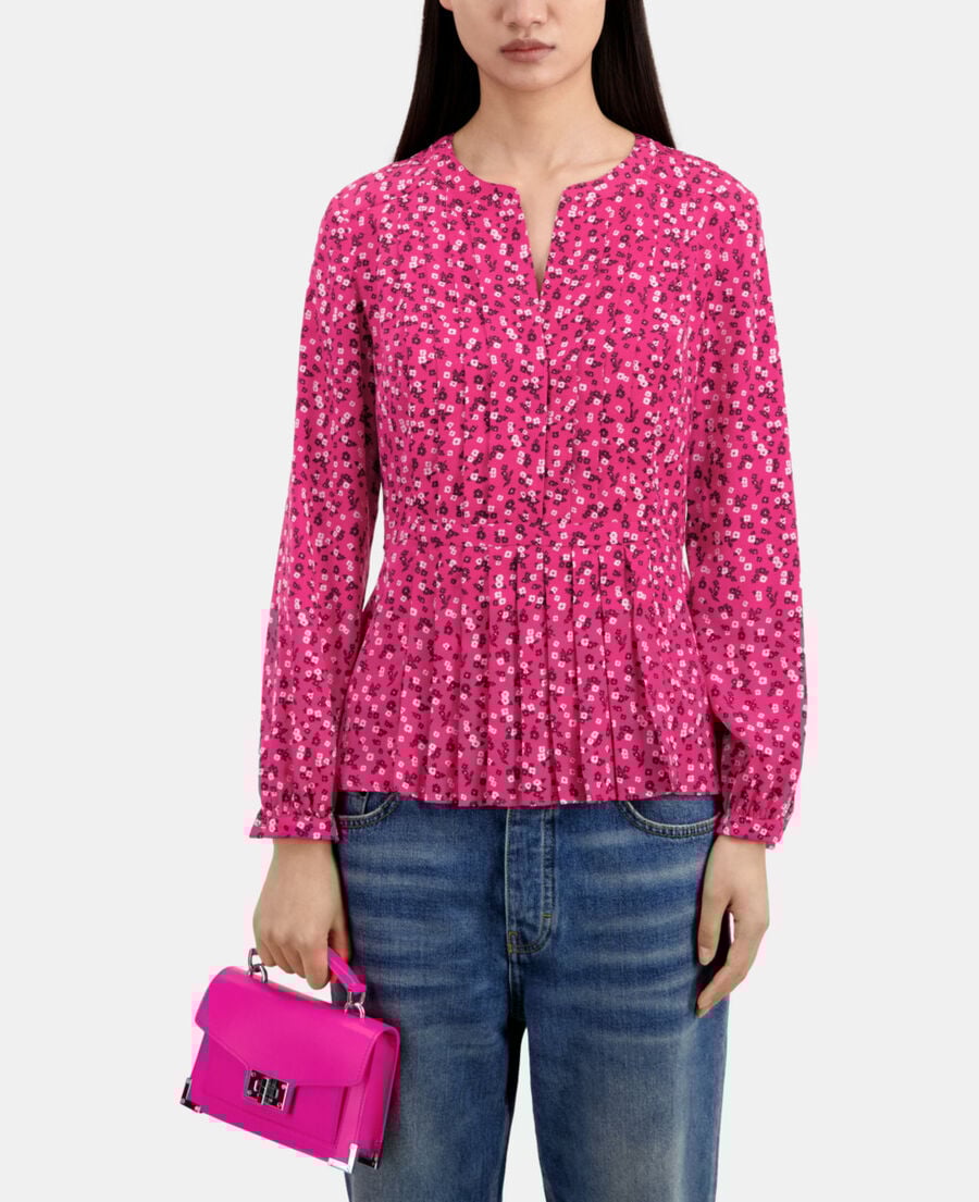 The Kooples FEMME PINK BLACK top imprimé avec plissage
