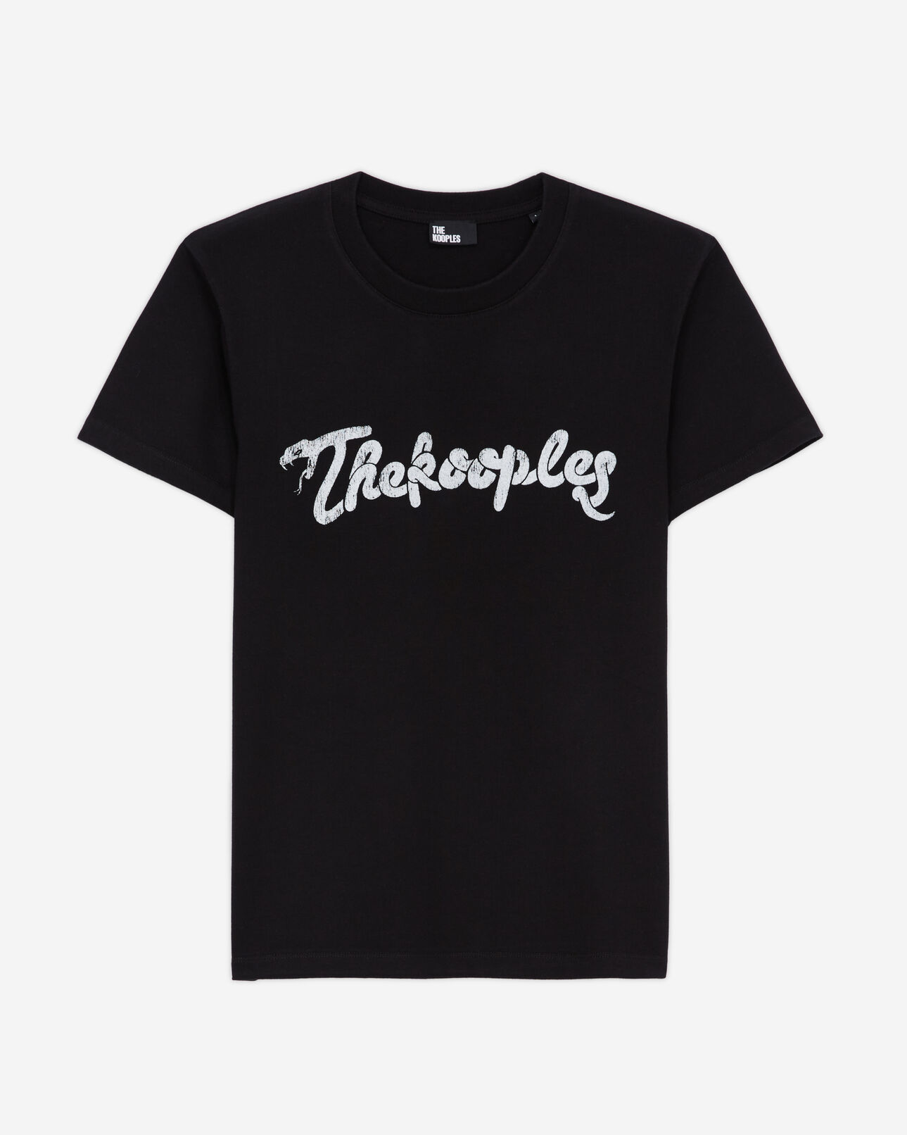 The Kooples WOMEN BLACK WASHED women's black t-shirt with snake logo print