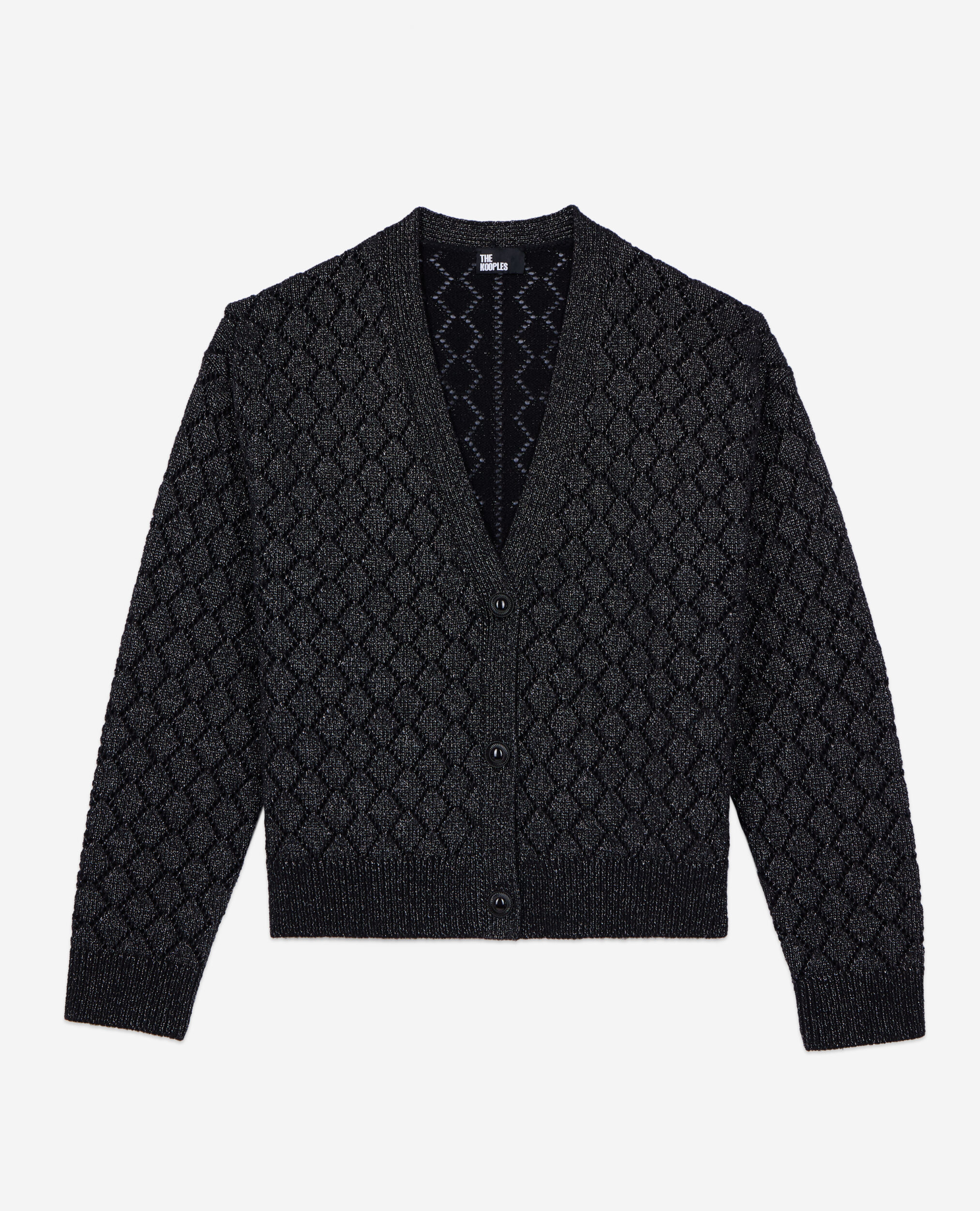 Black cardigan with silver thread details