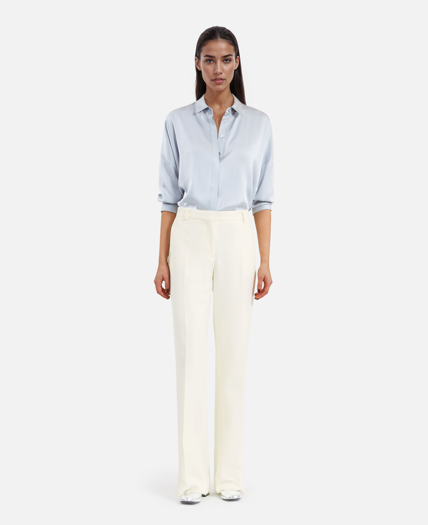 The Kooples DAMEN ECRU ecrufarbene anzughose aus krepp