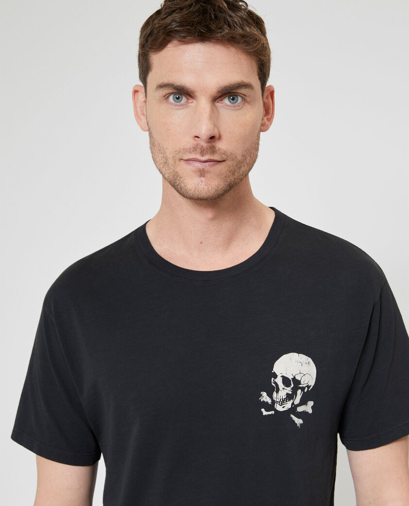 The Kooples HOMBRE BLACK WASHED camiseta con serigraf&iacute;a skull negra