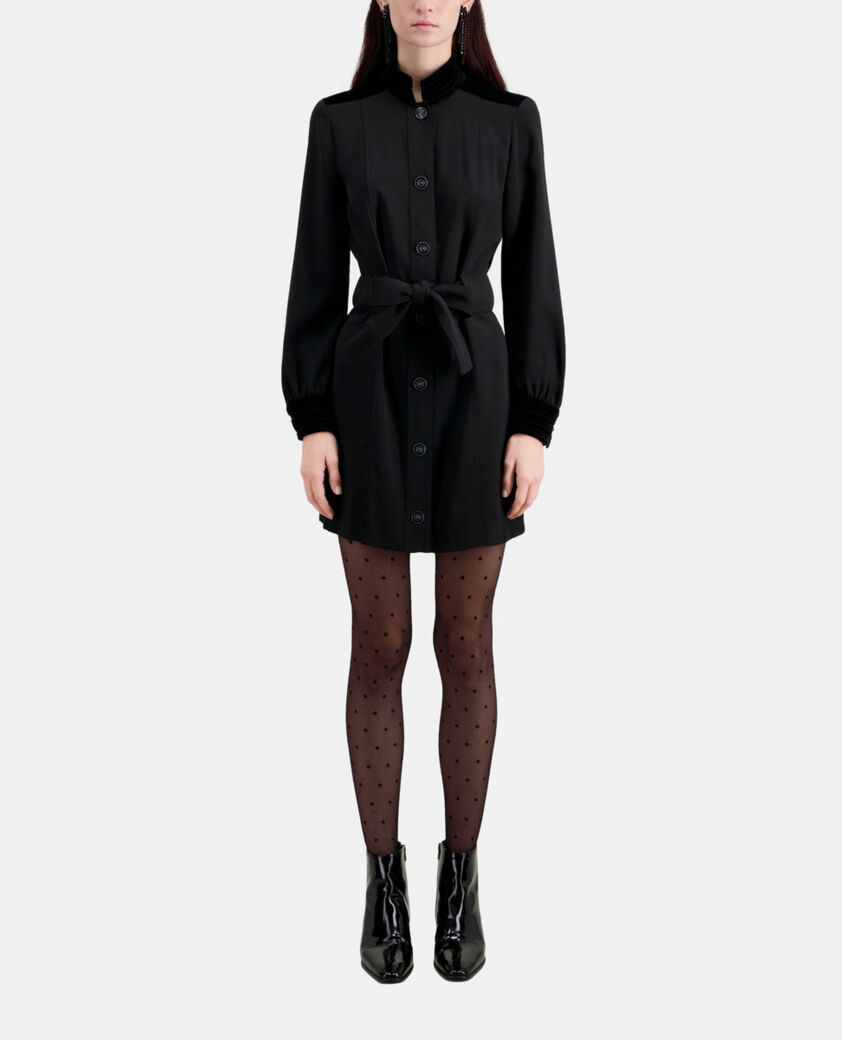 The Kooples F BLACK short black crepe dress with velvet details