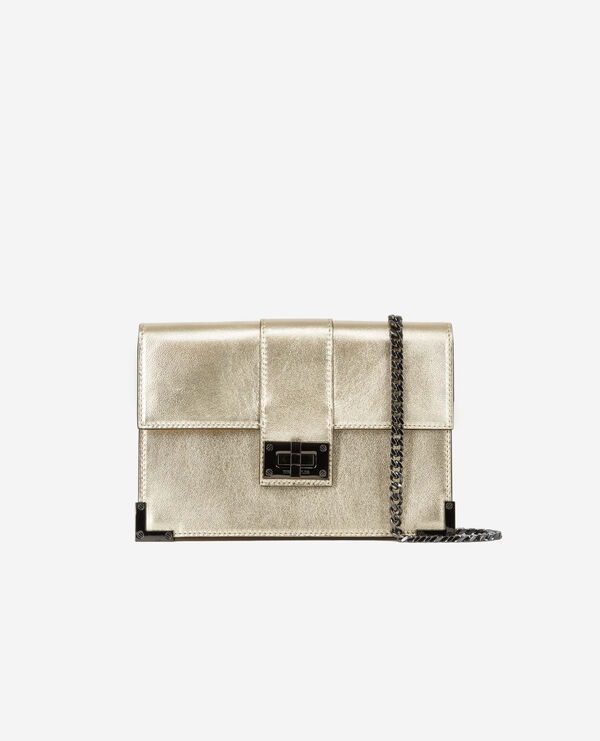 medium emily clutch bag in gold leather