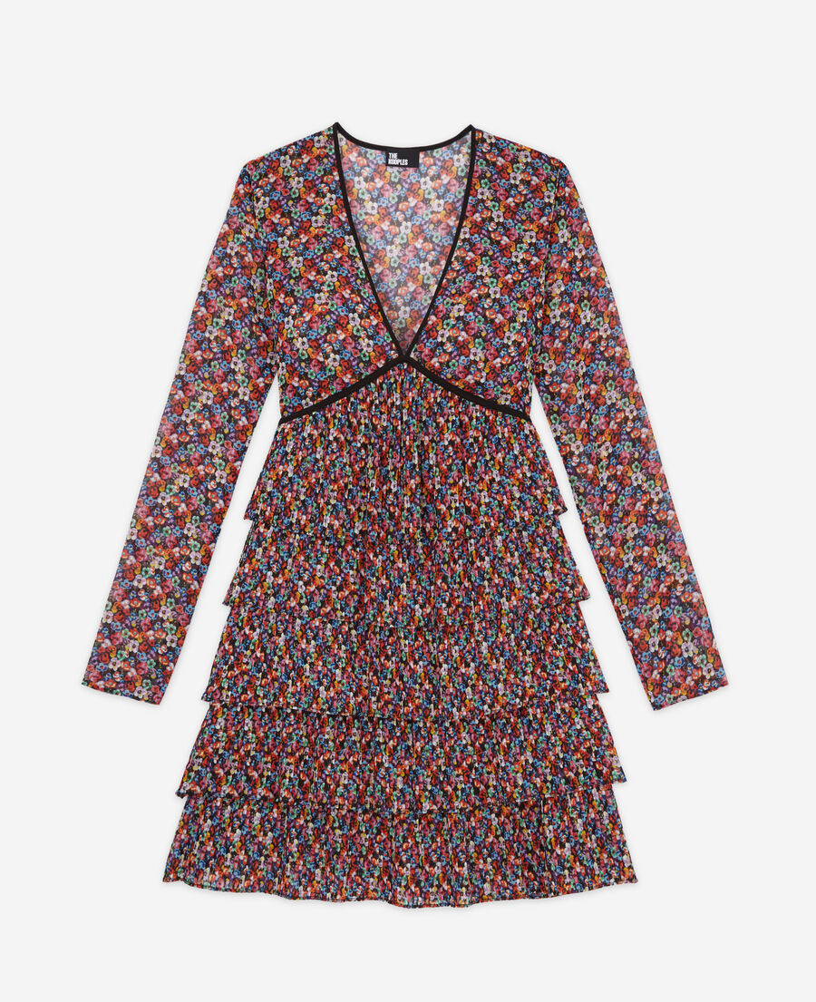 short multicolor pleated dress