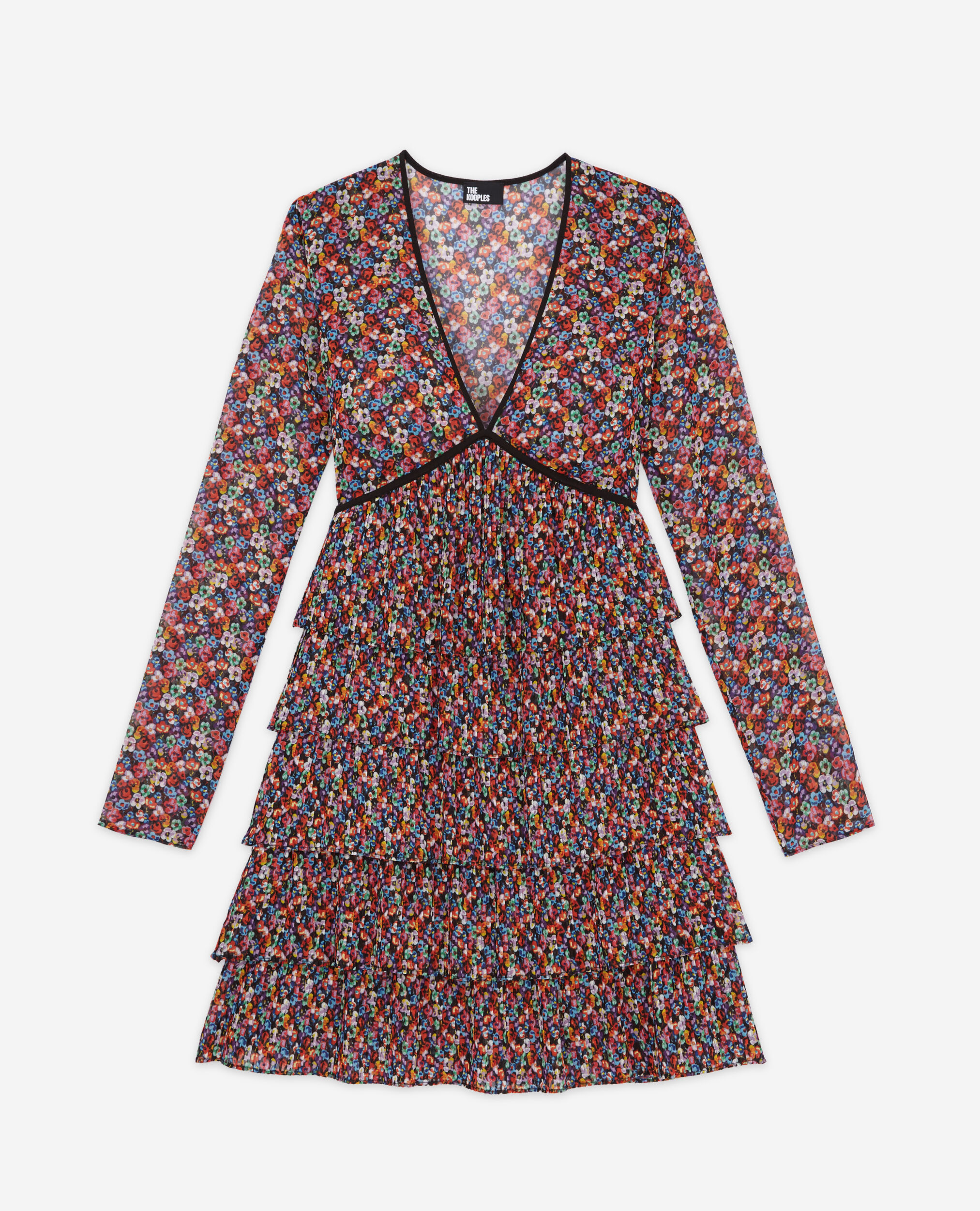 Short multicolor pleated dress, MULTICOLOR, hi-res image number null