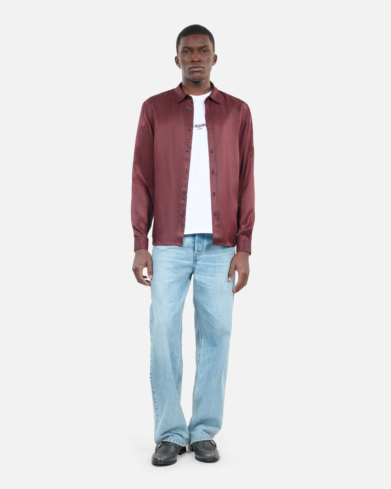 The Kooples MEN BLACK - RED black and red striped shirt