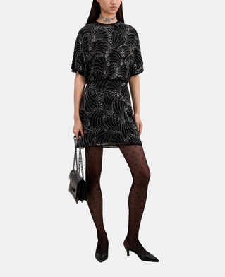 The Kooples WOMEN BLACK short black dress with sequins and beads
