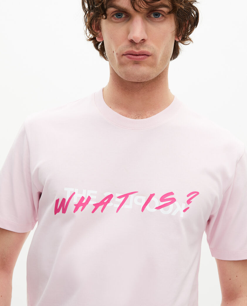 The Kooples HERREN PALE PINK rosa t-shirt mit „what is“-schriftzug
