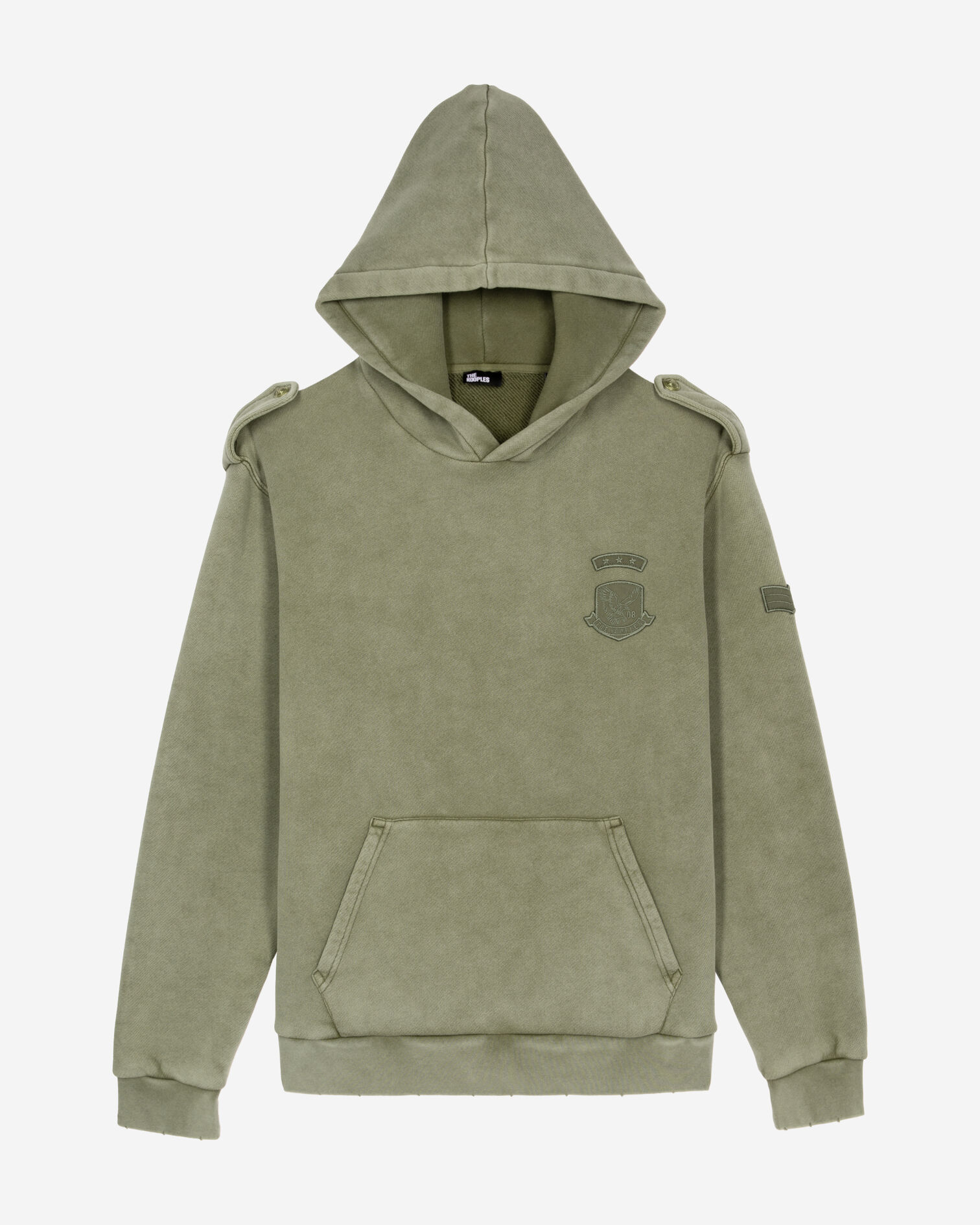 Khakifarbenes Kapuzensweatshirt mit Aufnähern, KAKI, hi-res image number null
