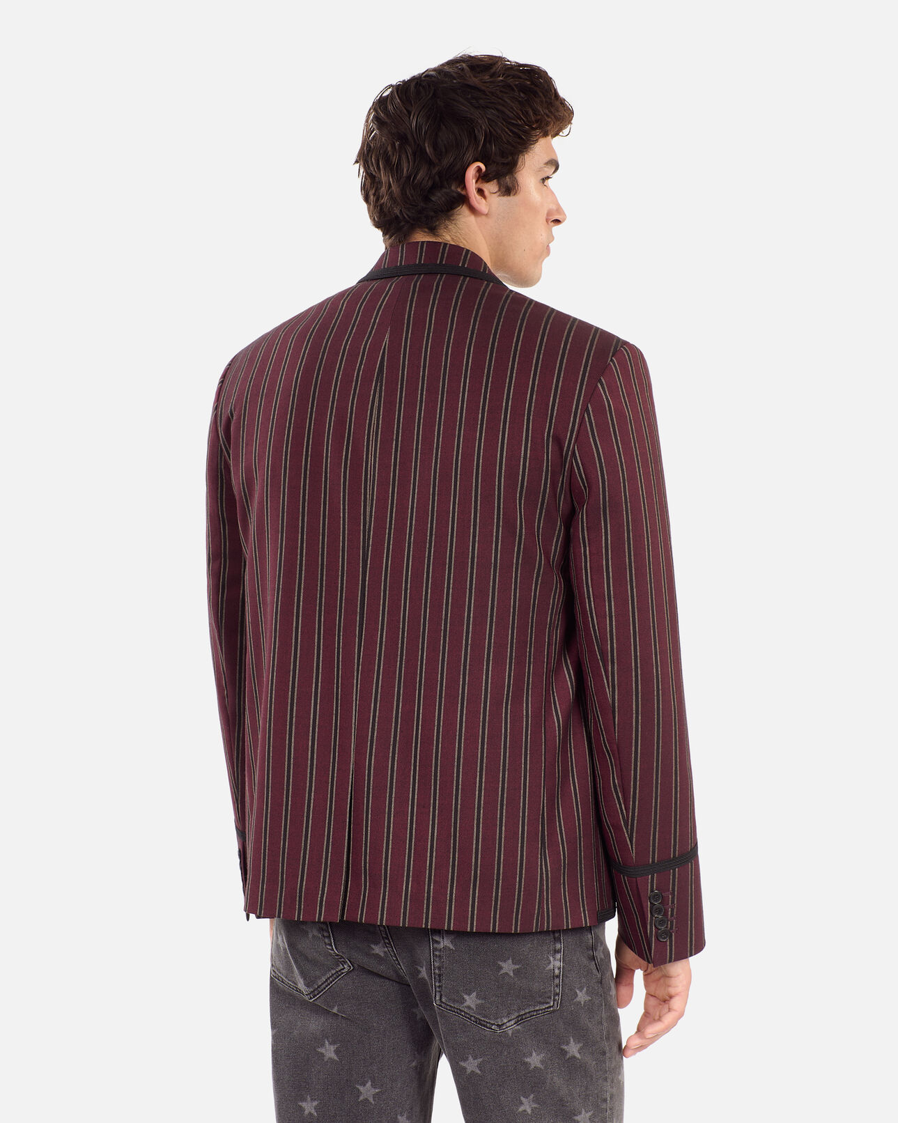 The Kooples MEN BLACK - RED striped wool-blend jacket