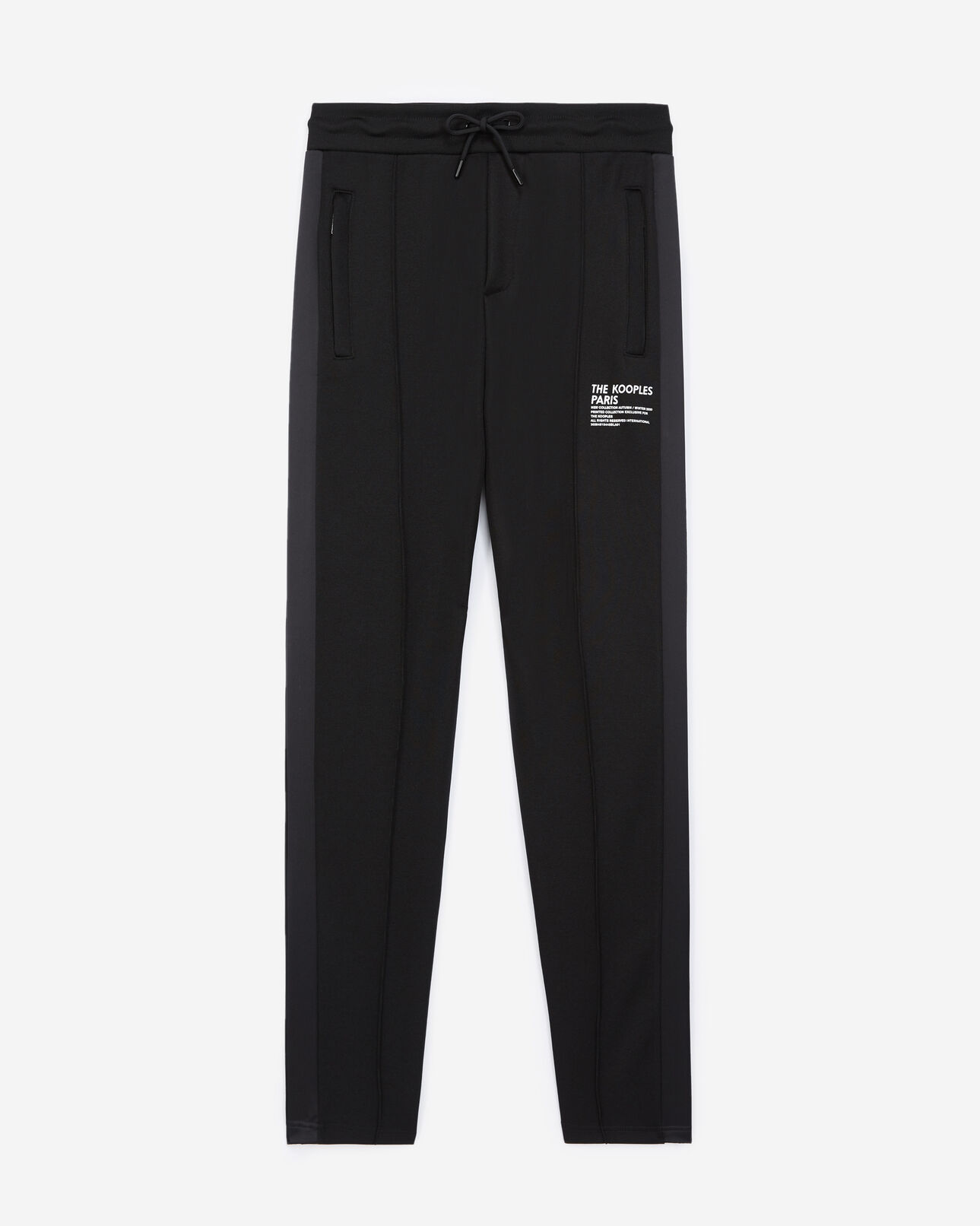 The Kooples MEN BLACK black joggers with gray satin trim