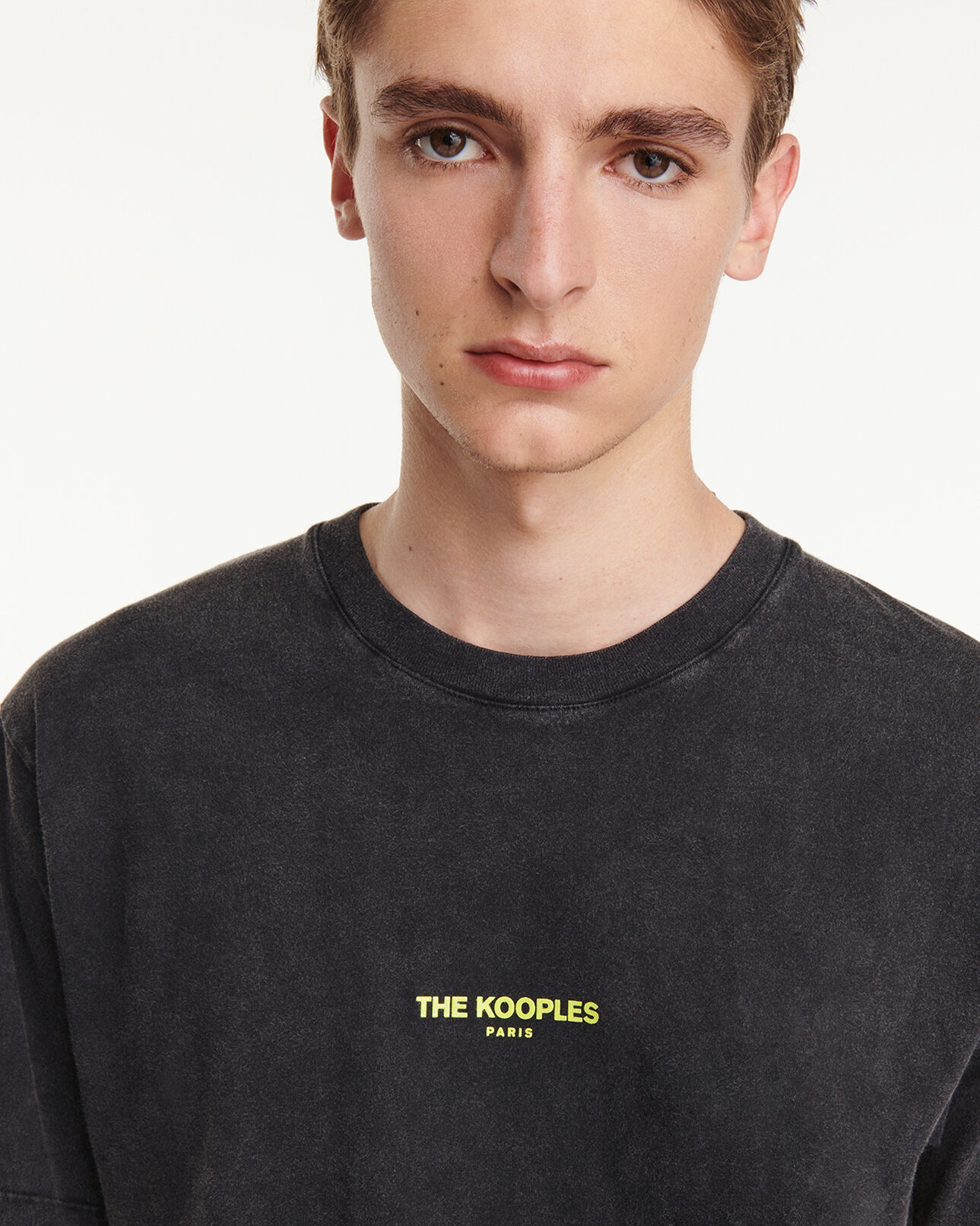 The Kooples HOMBRE BLACK WASHED camiseta negra desgastada algodón logotipo