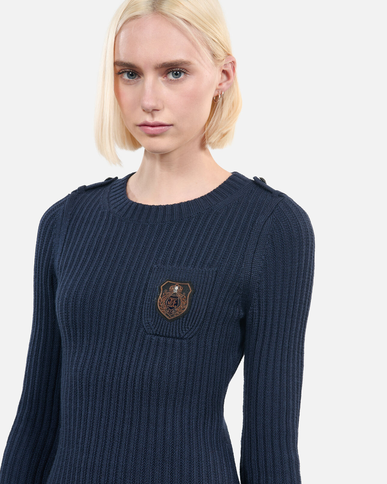 The Kooples WOMEN DARK BLUE navy blue knitted short dress 