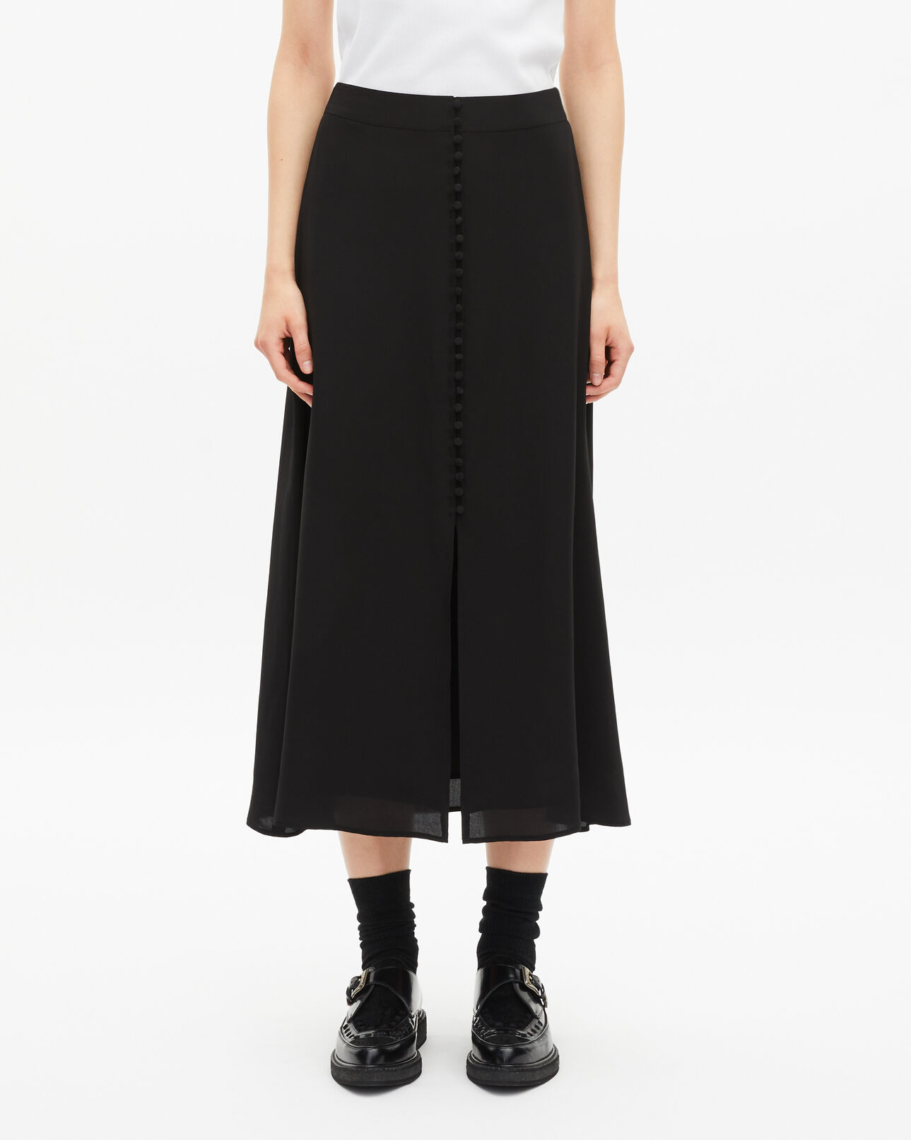 The Kooples F BLACK long skirt in black silk
