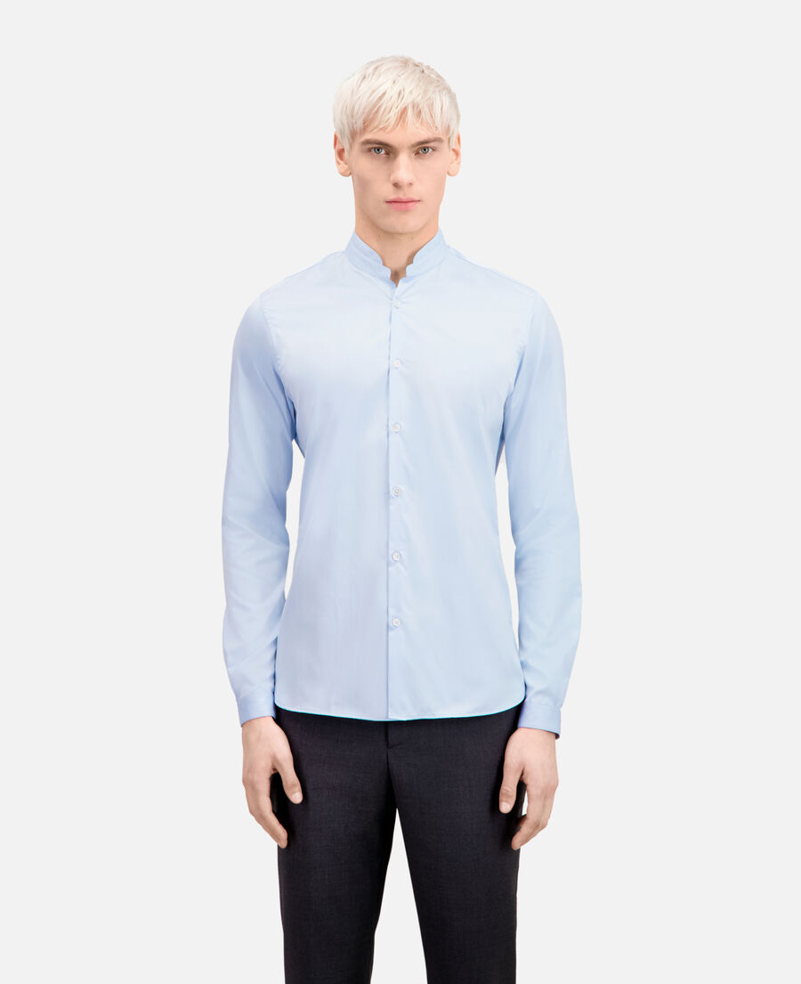 blue shirt with officer collar