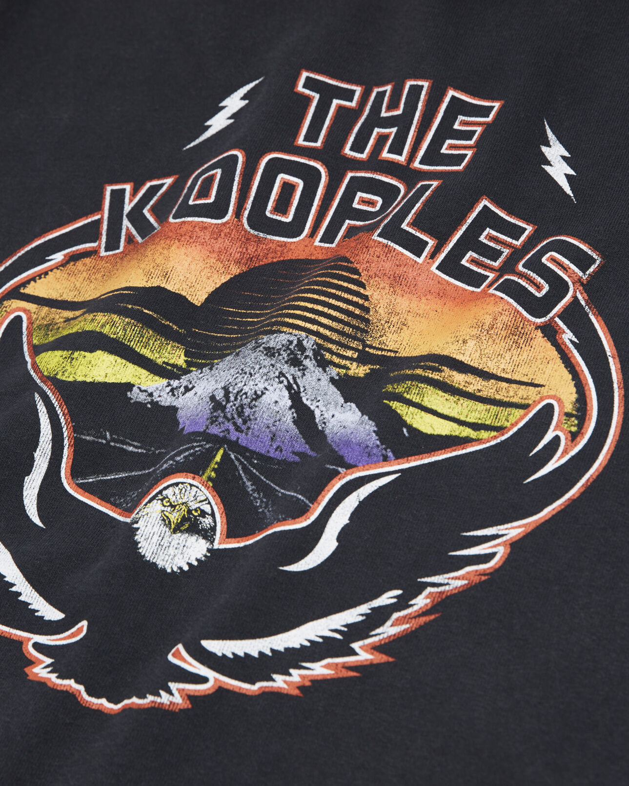 The Kooples HOMBRE BLACK WASHED camiseta negra estampada algodón redondo