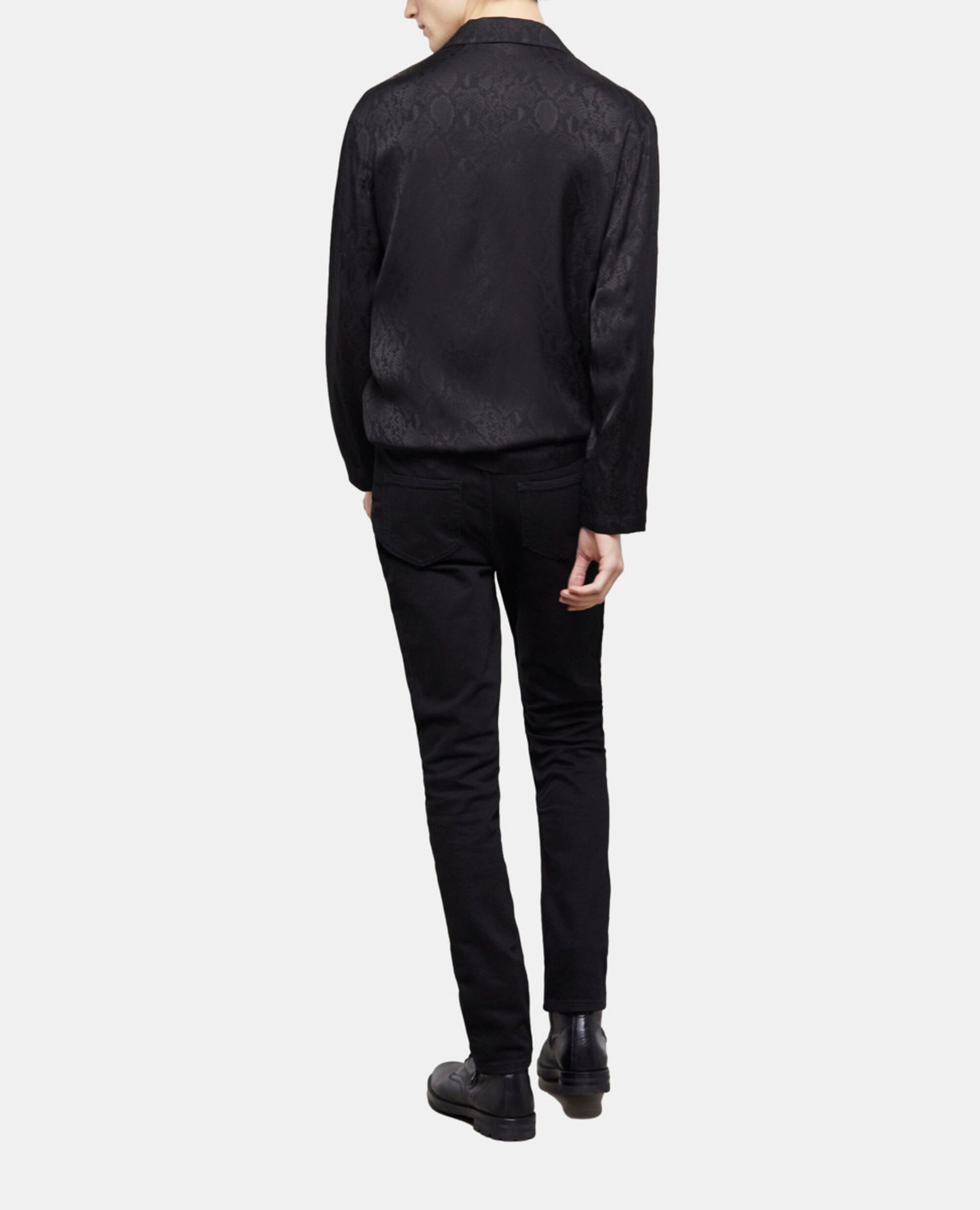 Snakeskin print casual shirt, BLACK, hi-res image number null