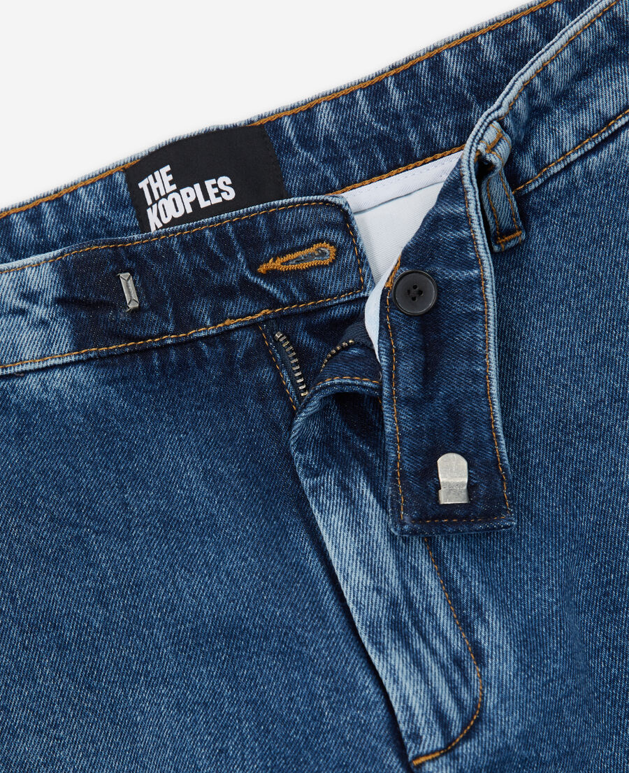 wide-leg blue jeans