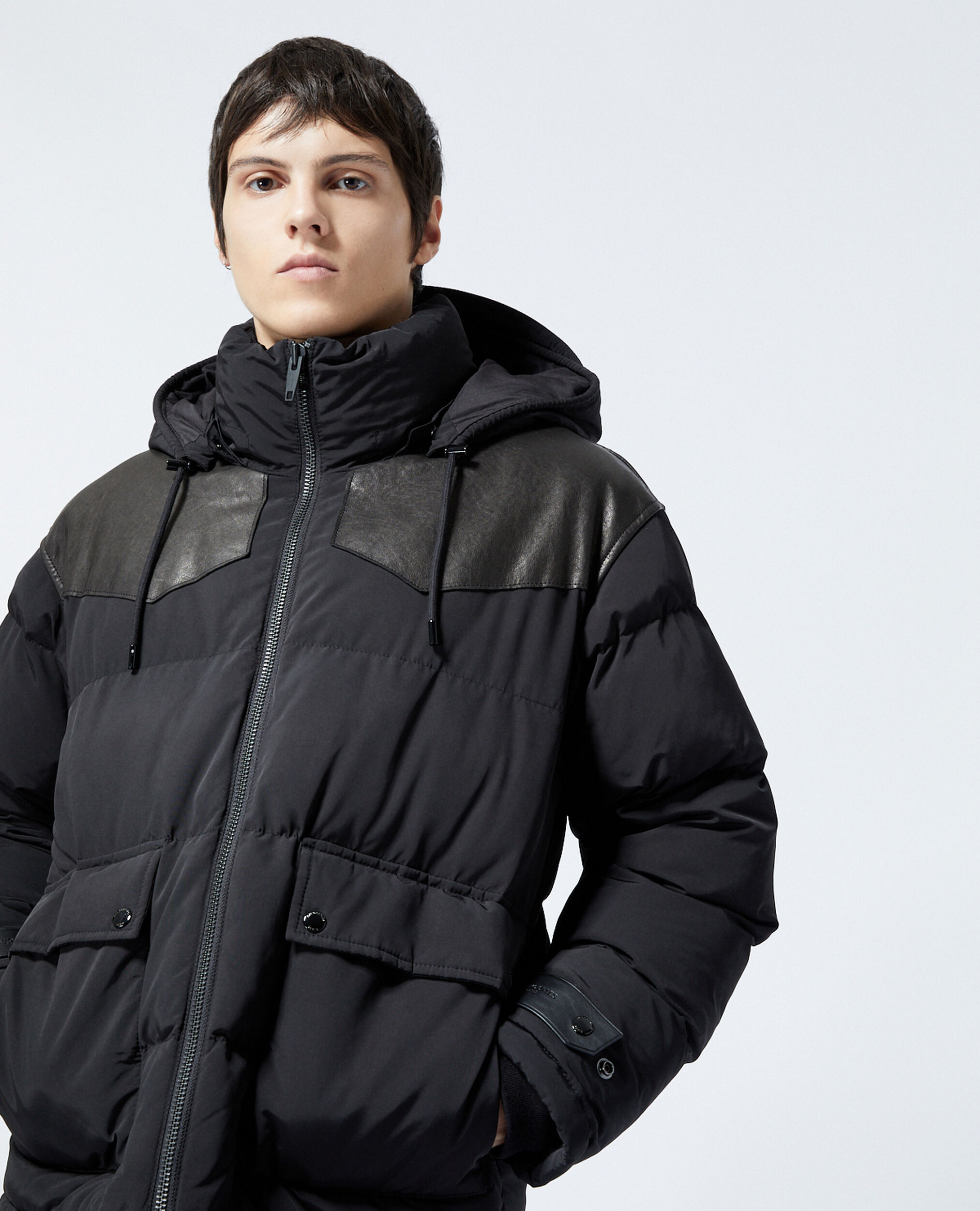 Daunenjacke gesteppt schwarz Westerndetail, BLACK, hi-res image number null