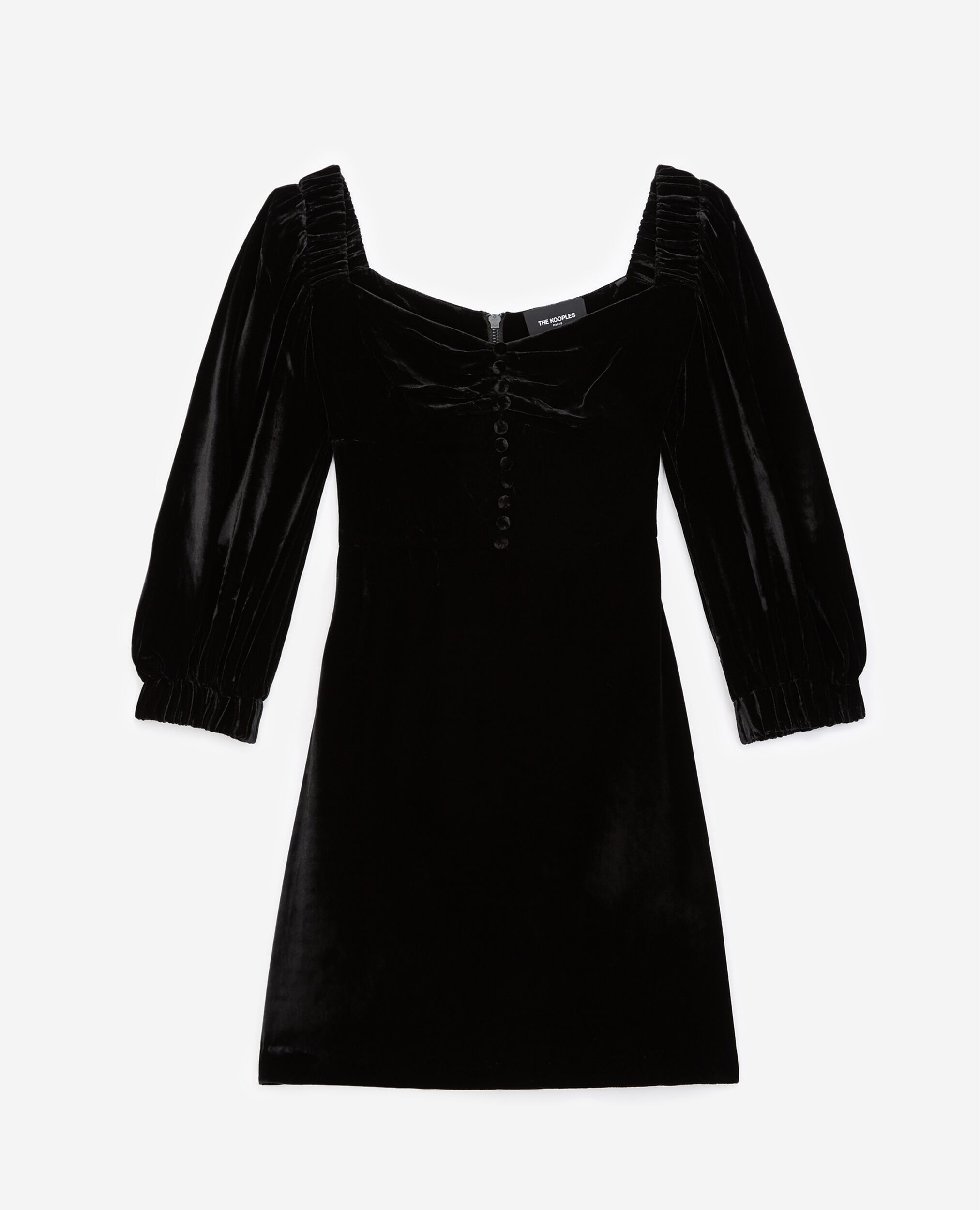 Schwarzes Velours-Kleid im Bustierstil, BLACK, hi-res image number null