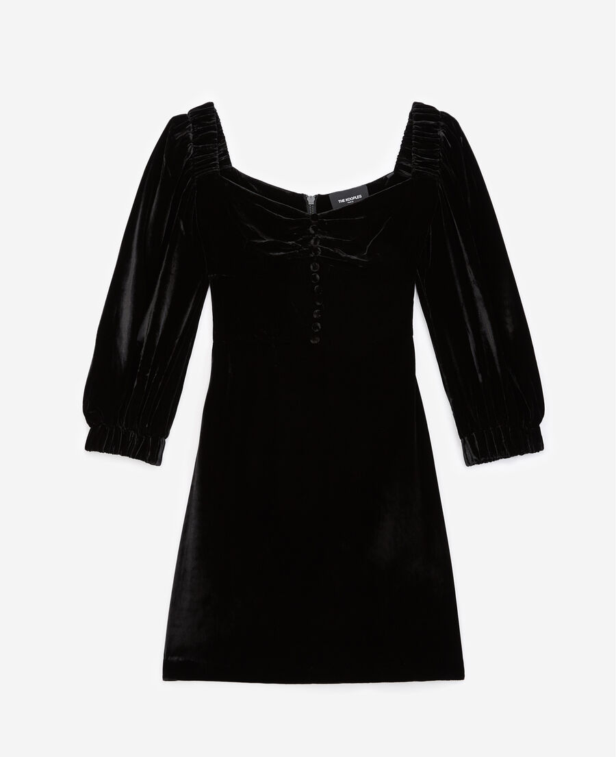 black bustier dress in velvet