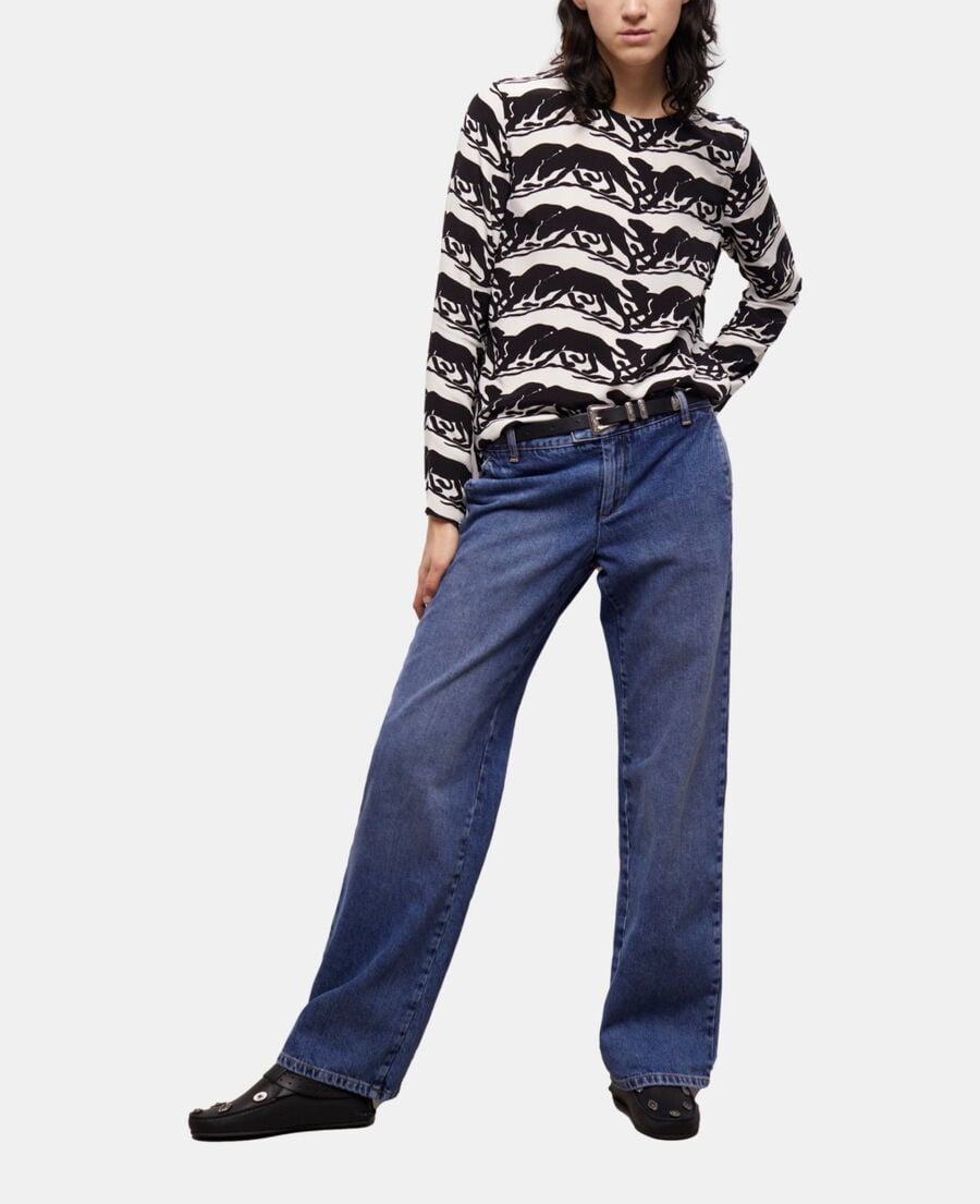 The Kooples F BLACK / WHITE panther printed blouse