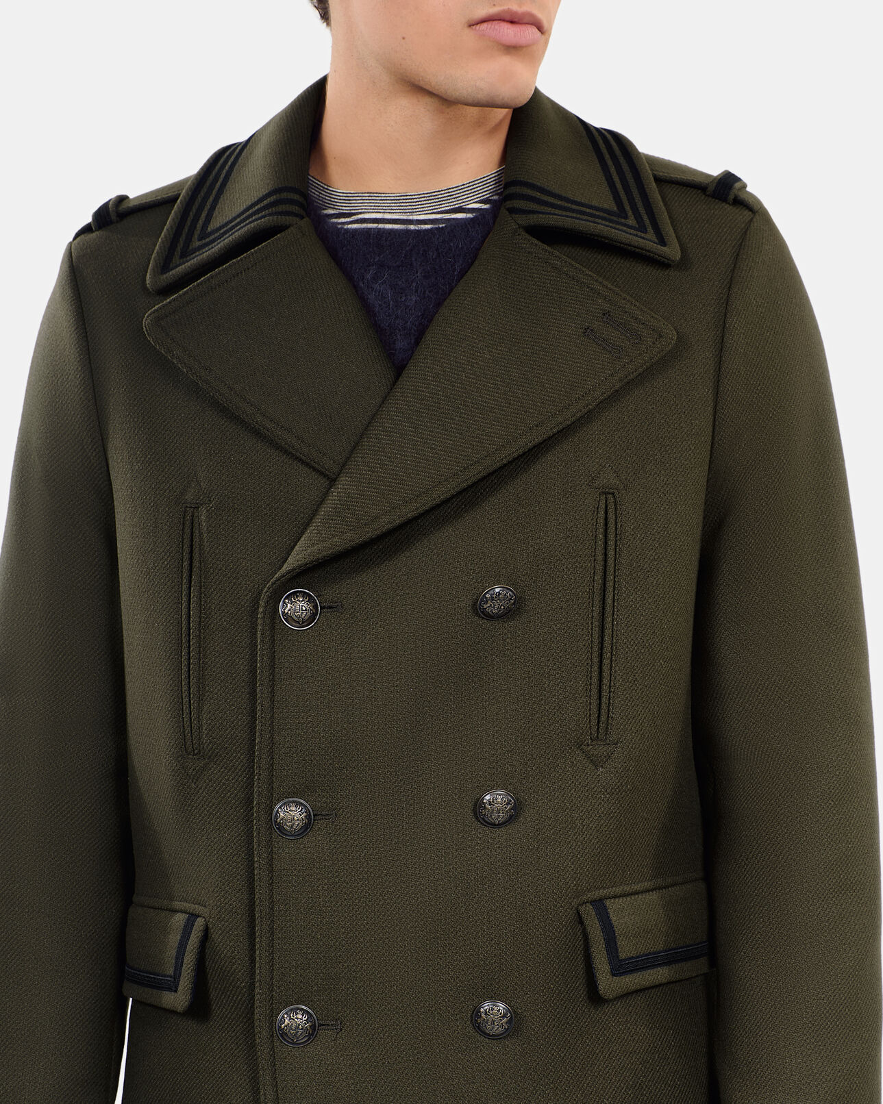 The Kooples MEN KAKI khaki officer-style pea coat