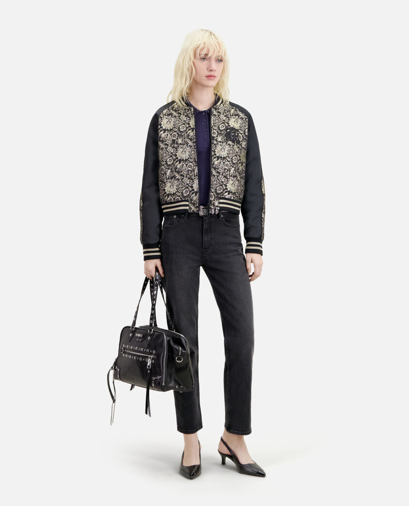 The Kooples WOMEN BLACK large black leather jill handbag with studs