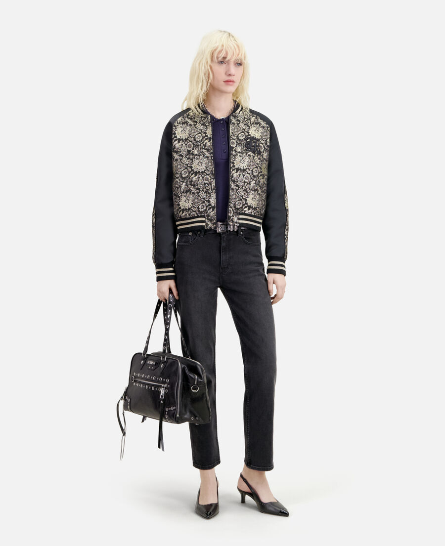 The Kooples WOMEN BLACK large black leather jill handbag with studs