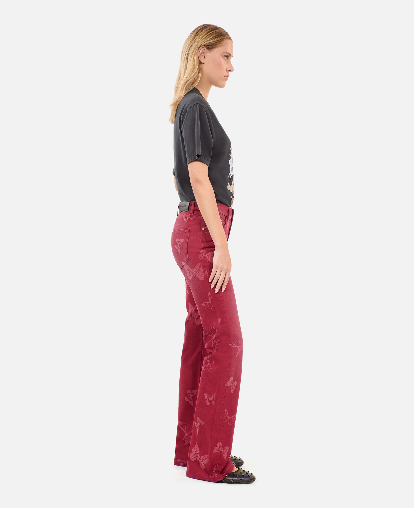 The Kooples DAMEN DARK RED jeans mit ausgestelltem bein und print