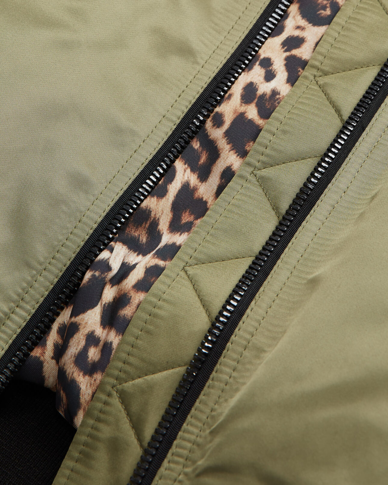 The Kooples MEN KAKI khaki bomber jacket with leopard lining