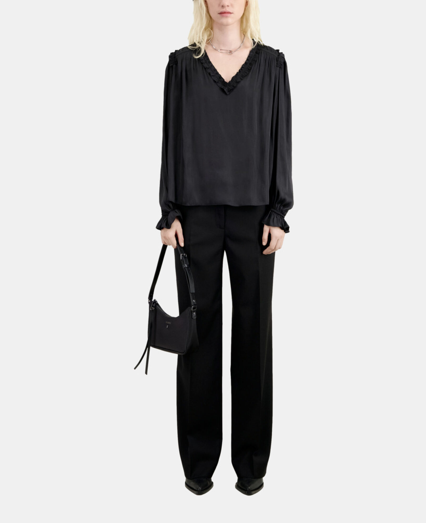 The Kooples WOMEN BLACK black top with shirring