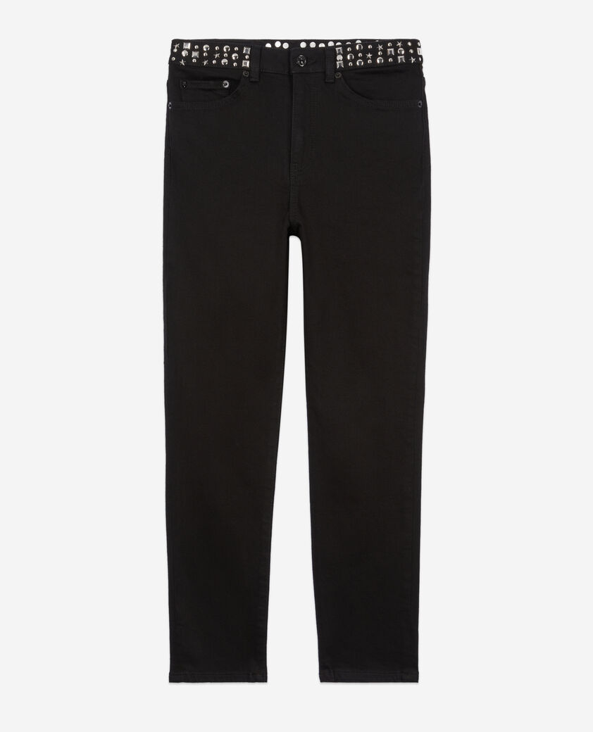 The Kooples WOMEN BLACK WASHED black slim jeans with studs and stars