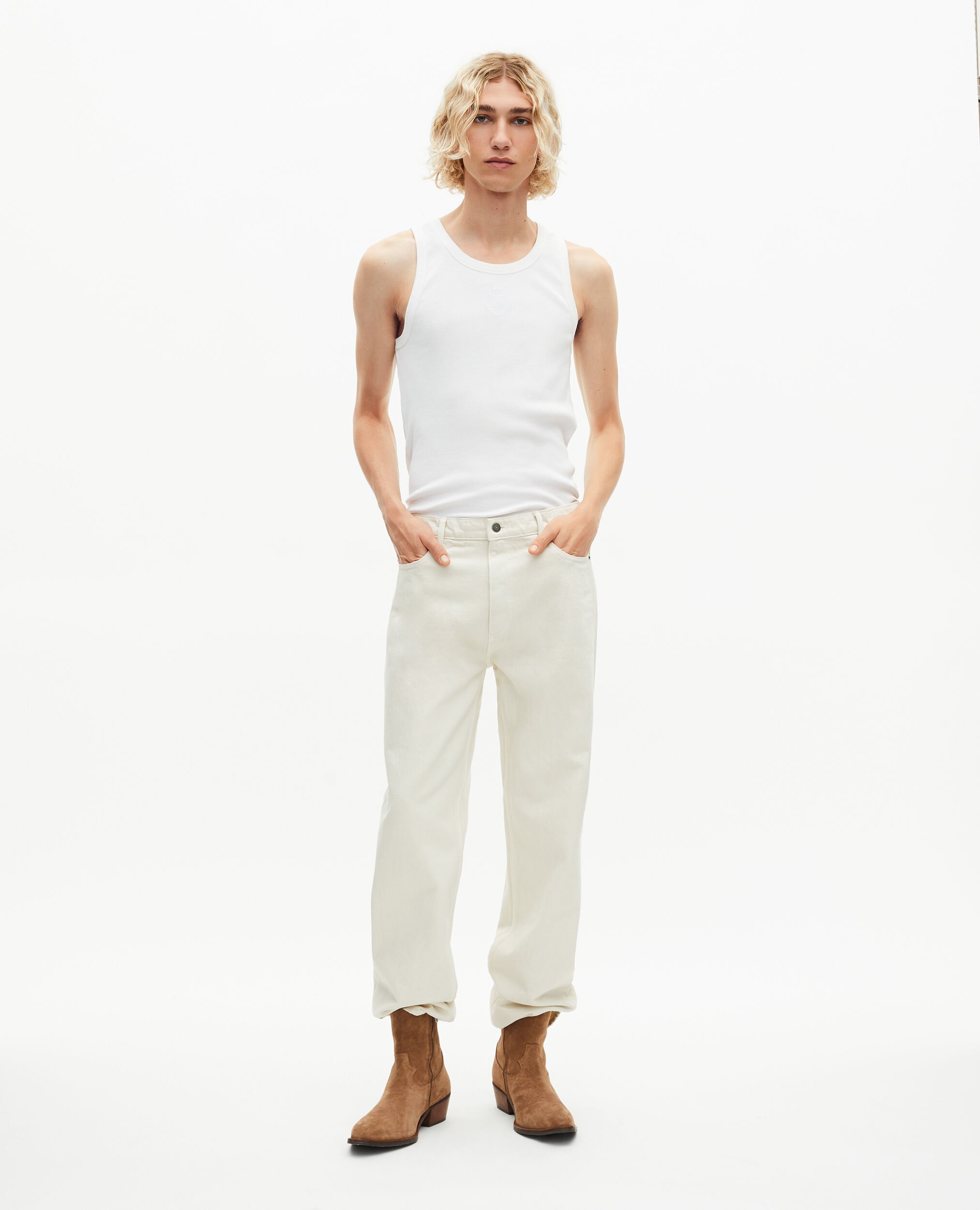 Ecru straight jeans, ECRU, hi-res image number null