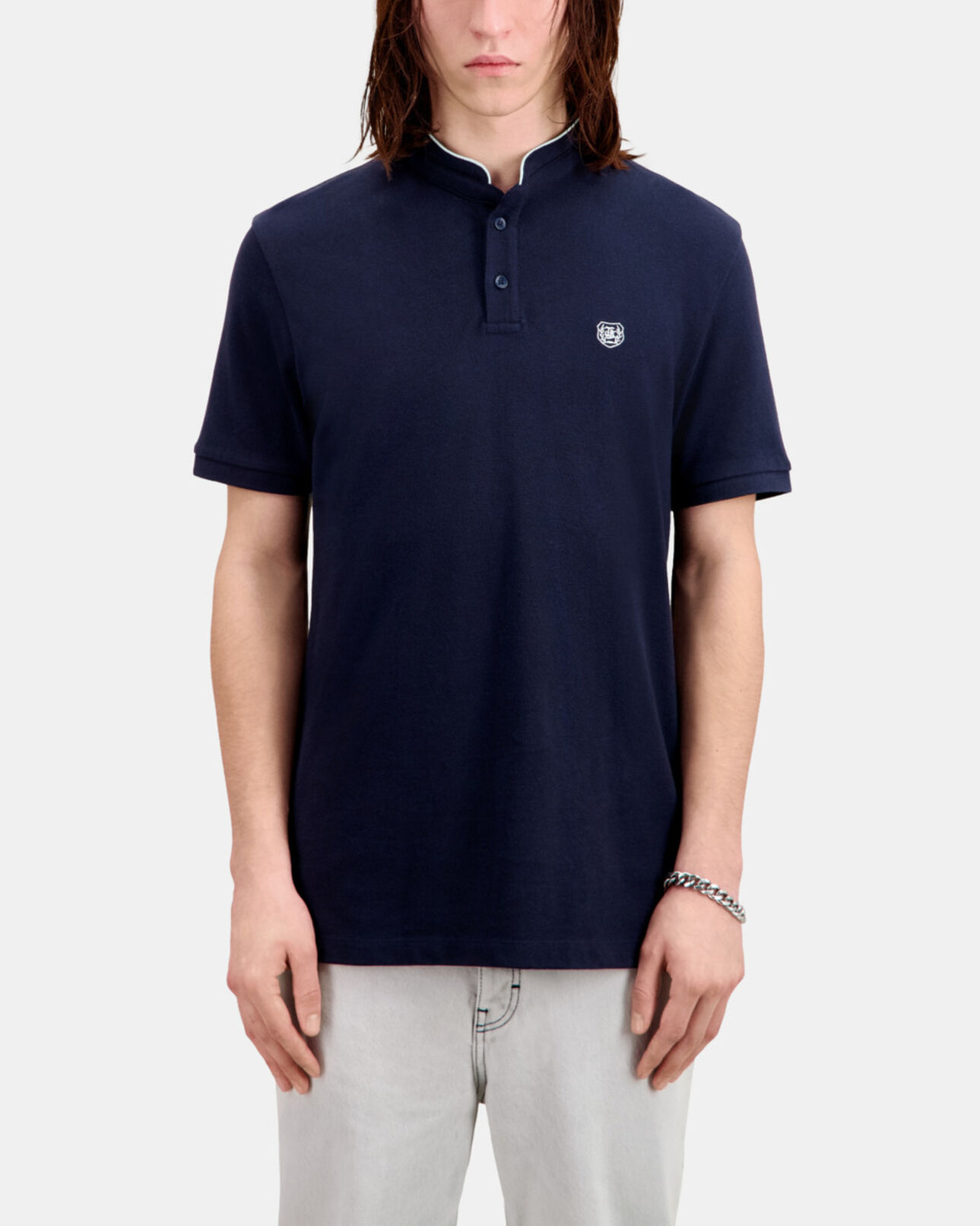 The Kooples MEN NAVY navy blue cotton polo t-shirt