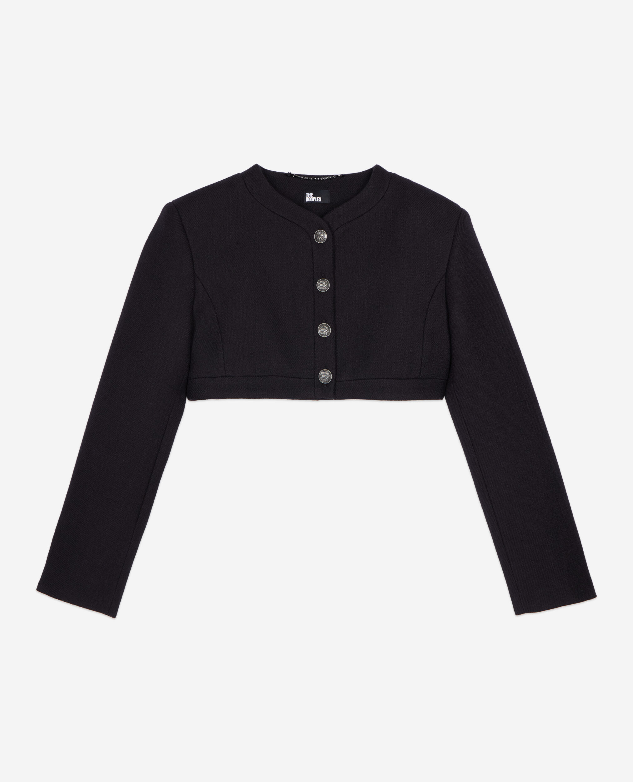 Veste en laine et coton noire, BLACK, hi-res image number null