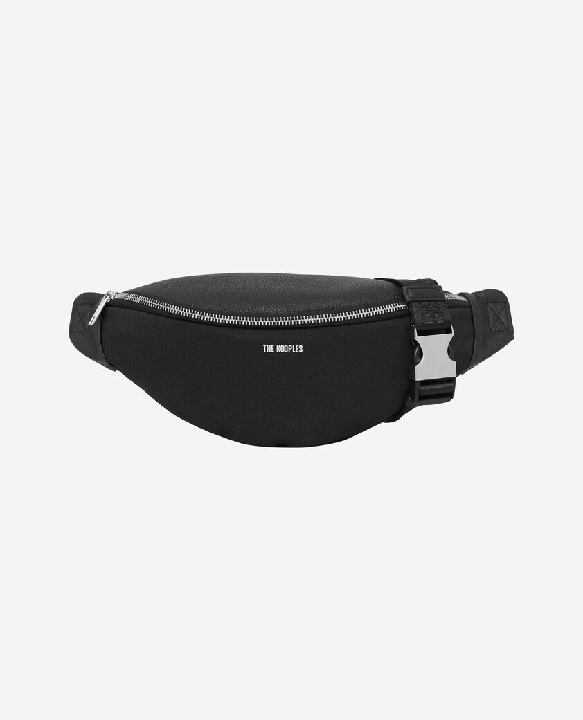 The Kooples H BLACK banana in canvas and black grained leather