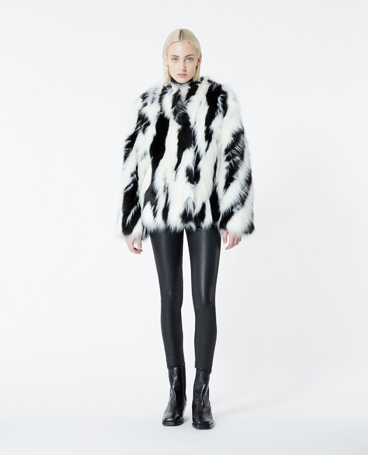 Two tone faux fur 2024 coat