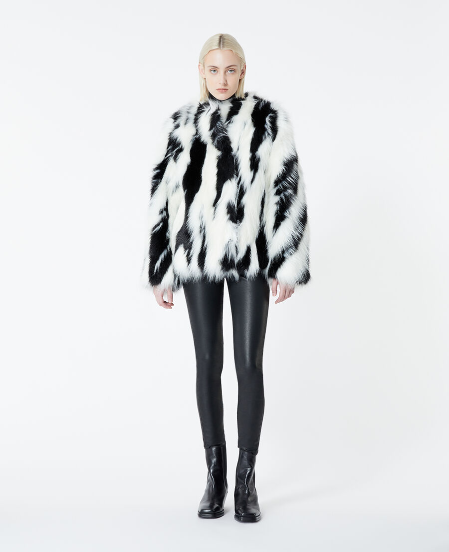 two-tone faux fur coat