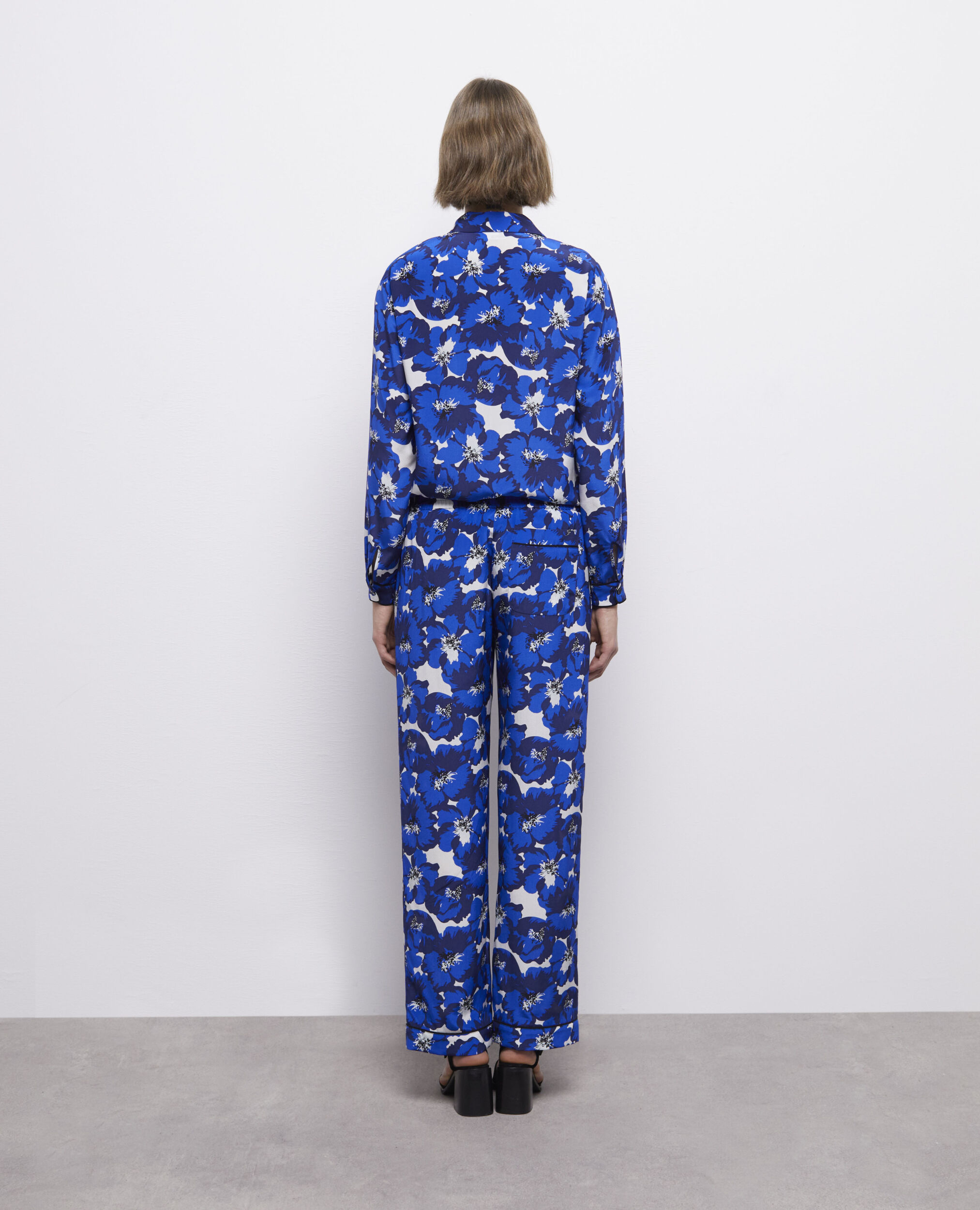 Silk printed pants, BLUE, hi-res image number null