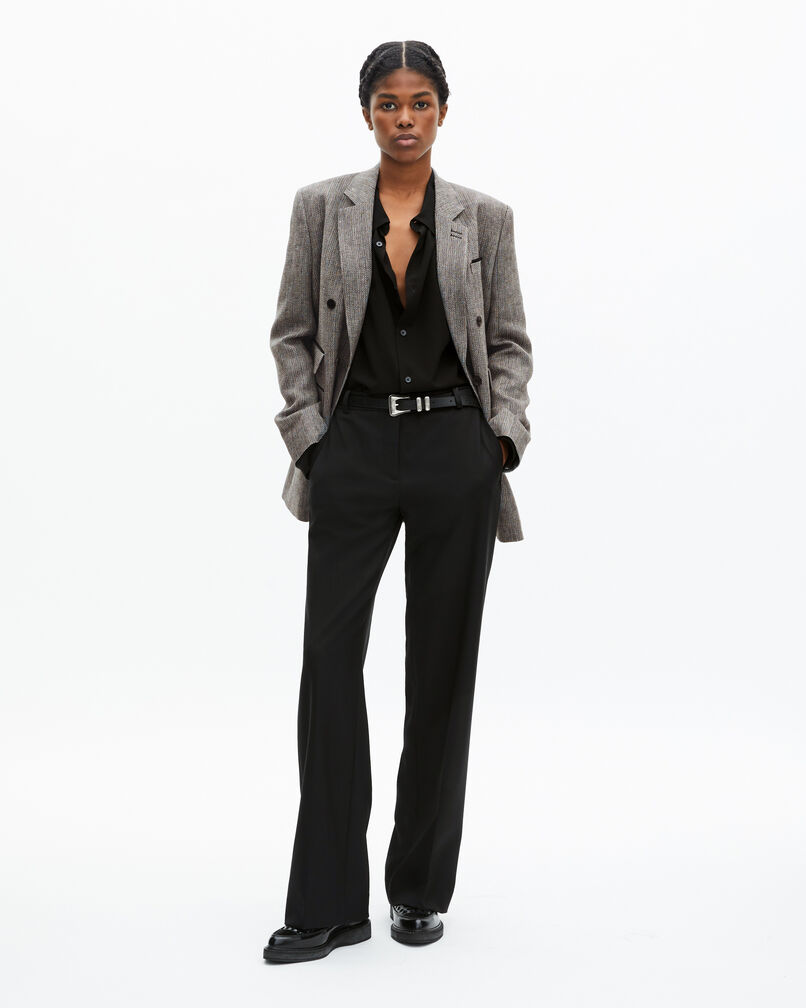 The Kooples WOMEN GREY gray wool and linen suit jacket