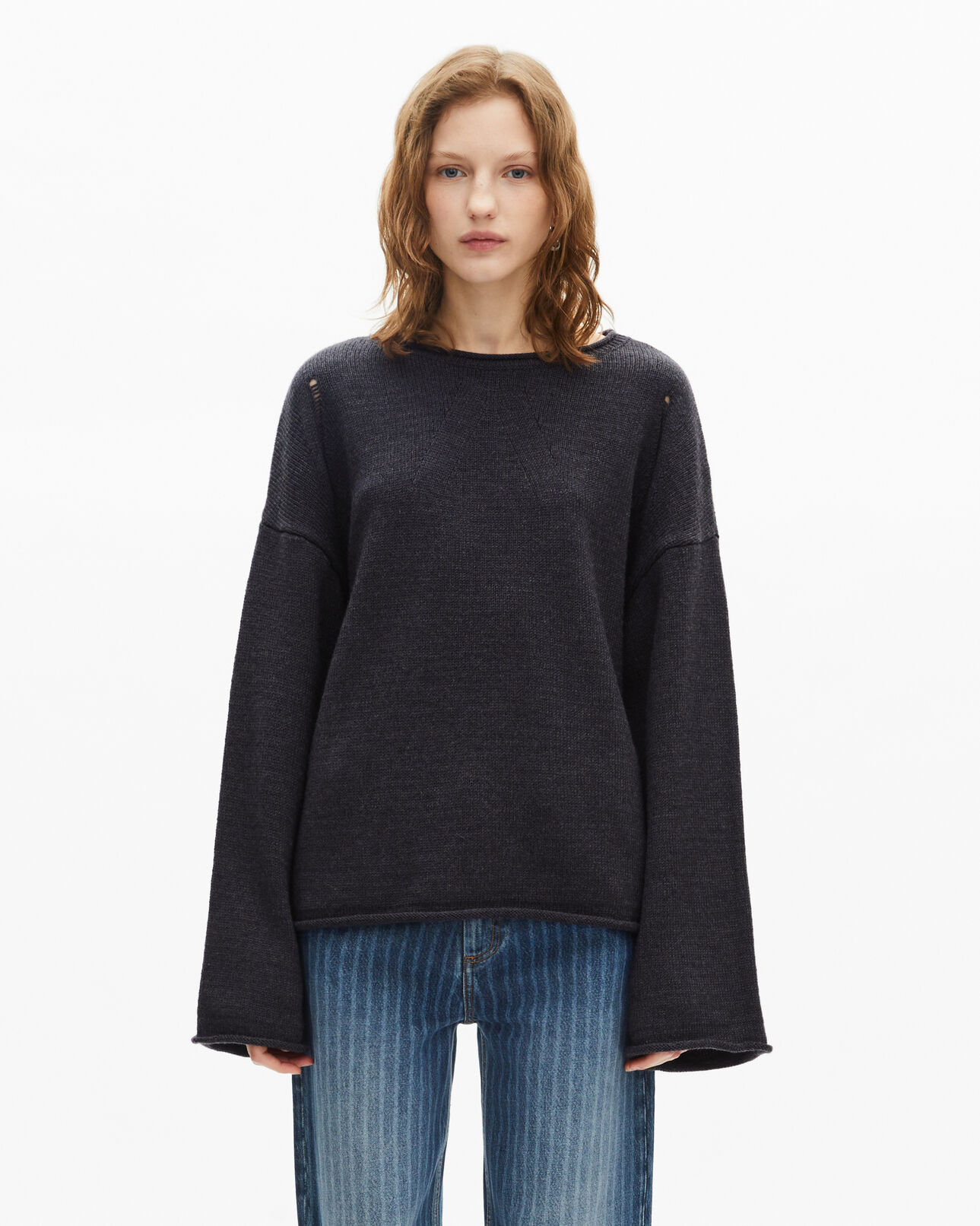 The Kooples WOMEN DARK GREY grey merino wool sweater