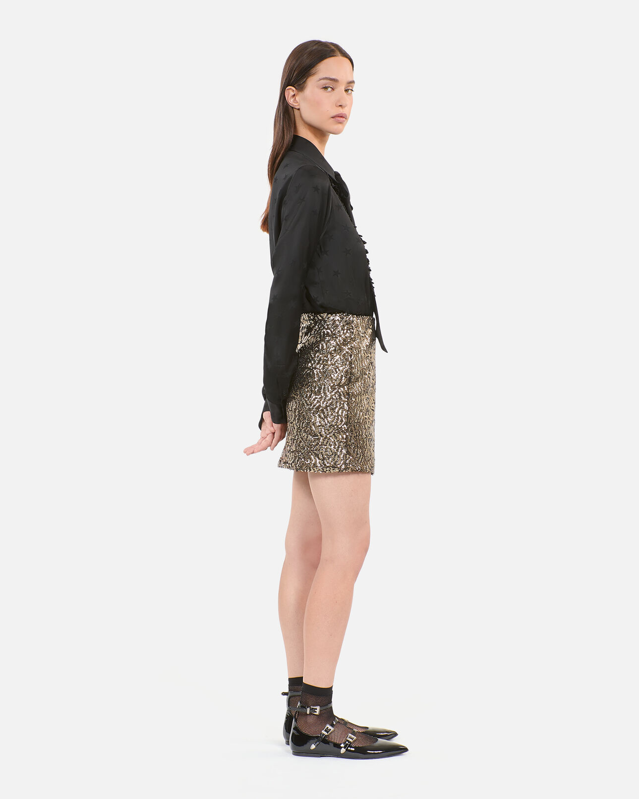 The Kooples FEMME BLACK chemise jacquard noire