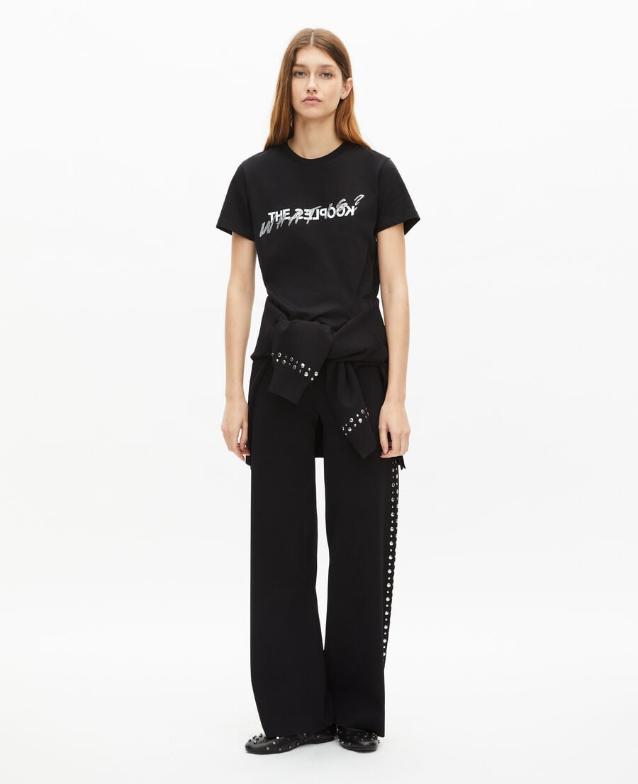 The Kooples MUJER BLACK camiseta what is con strass negro