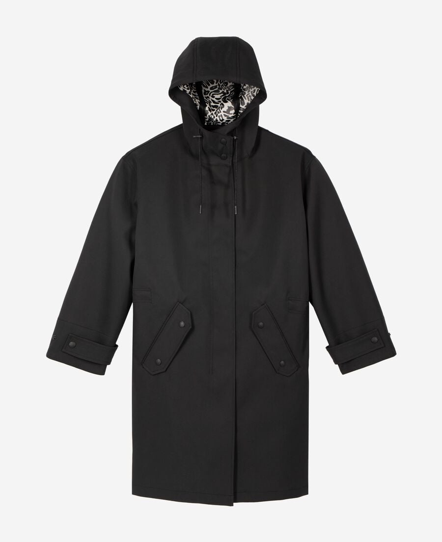 The Kooples FEMME BLACK parka longue &agrave; capuche noire