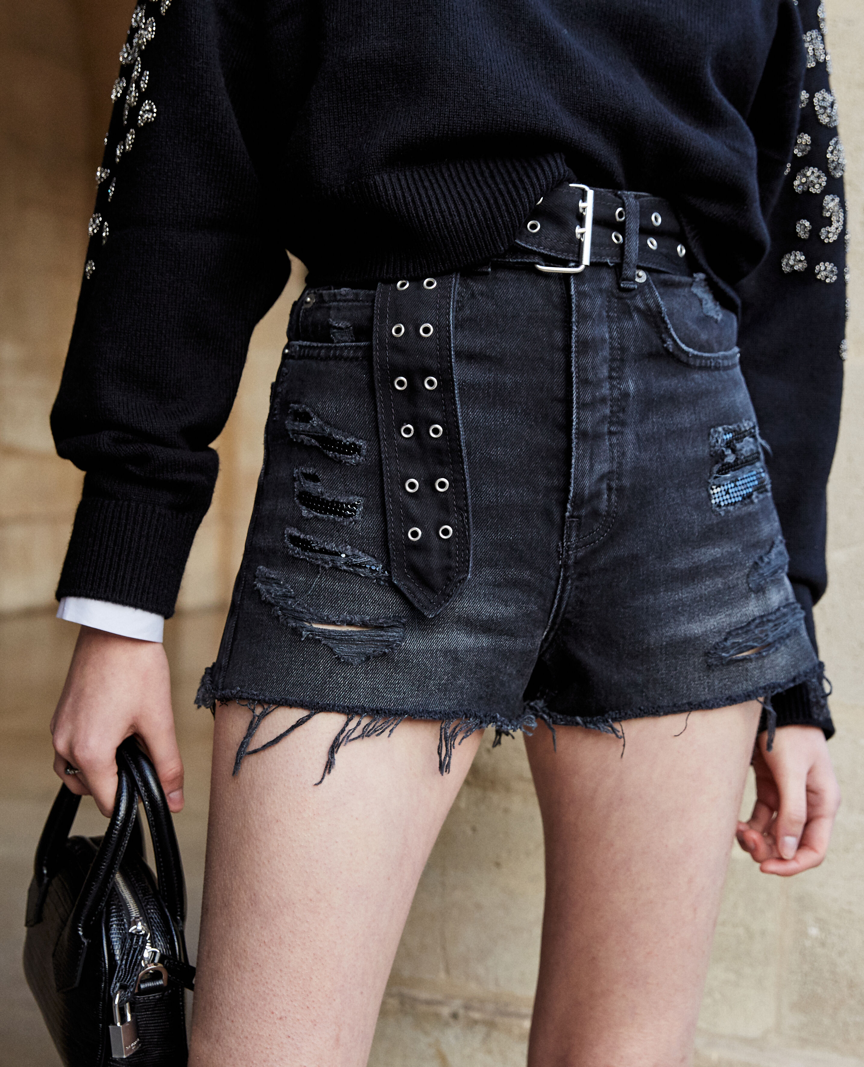 High waisted sales studded shorts