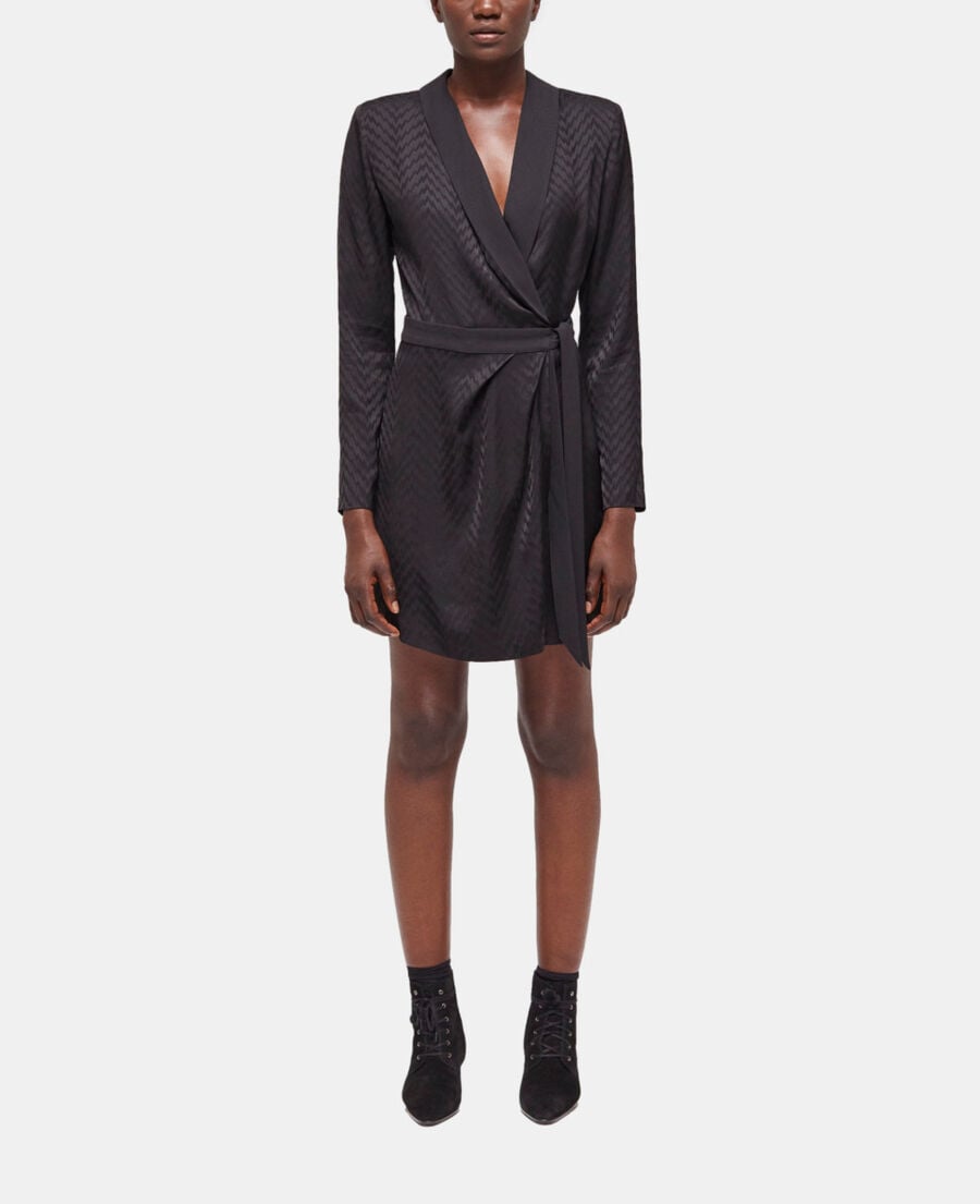 The Kooples WOMEN BLACK short printed wrap dress