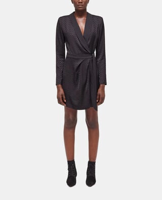The Kooples WOMEN BLACK short printed wrap dress